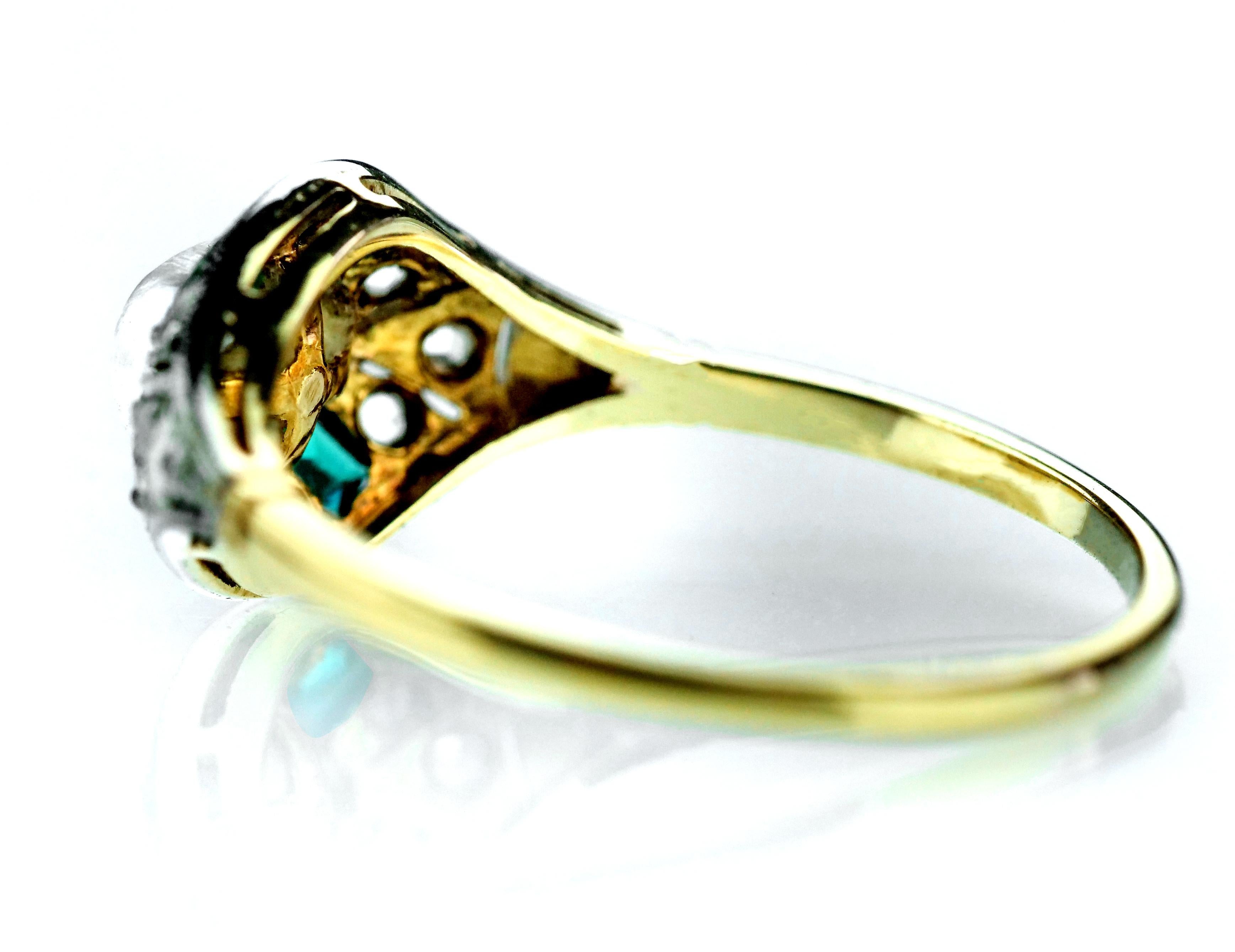 Women's Antique Edwardian Natural Pearl, Emerald and Rose Cut Diamonds in 18 Karat Gold