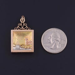 Antique Edwardian Nautical Scene Pendant of Tri Color Gold & Platinum Circa 1900