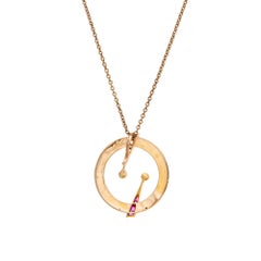 Edwardian Necklace Ruby Diamond Pearl Vintage 14 Karat Gold Circle Jewelry