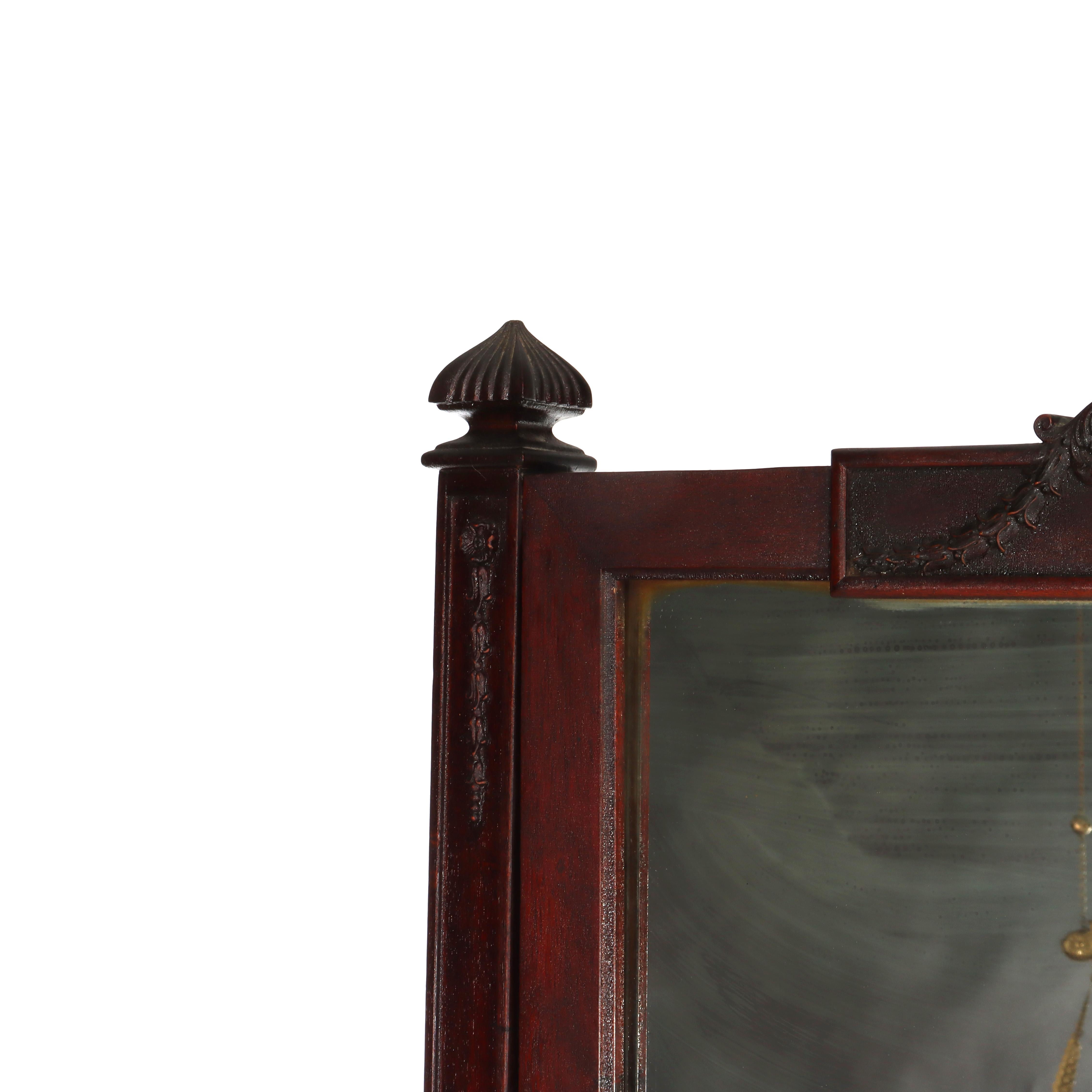 Antique Edwardian Neoclassical Carved Mahogany Dressing Mirror c1910 en vente 1