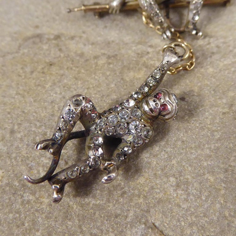 Antique Edwardian Novelty Hanging Paste set Monkey 9ct Gold and Silver