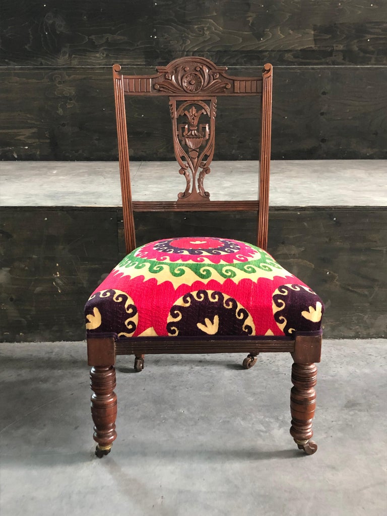 Antique Edwardian Nursing Chair 1850-1900 with Antique Suzani Fabric For  Sale at 1stDibs | antique nursing chairs, nursing chair antique