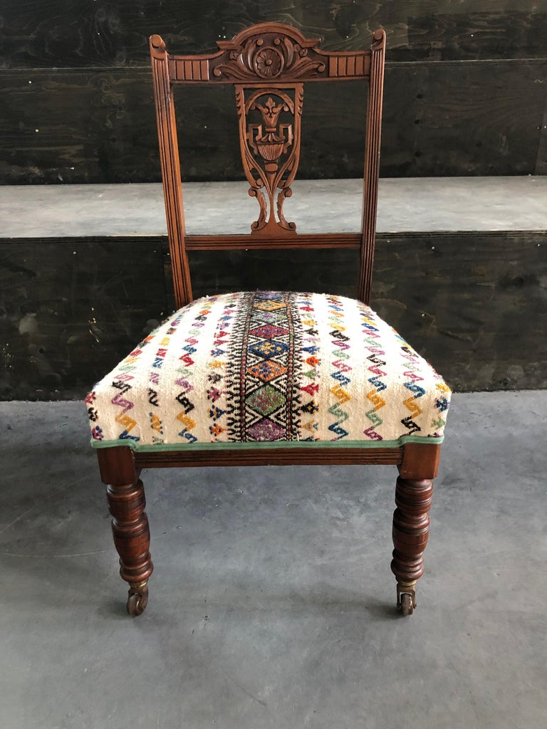 Antique Edwardian Nursing Chair 1850-1900 with Vintage Grain Sack For ...