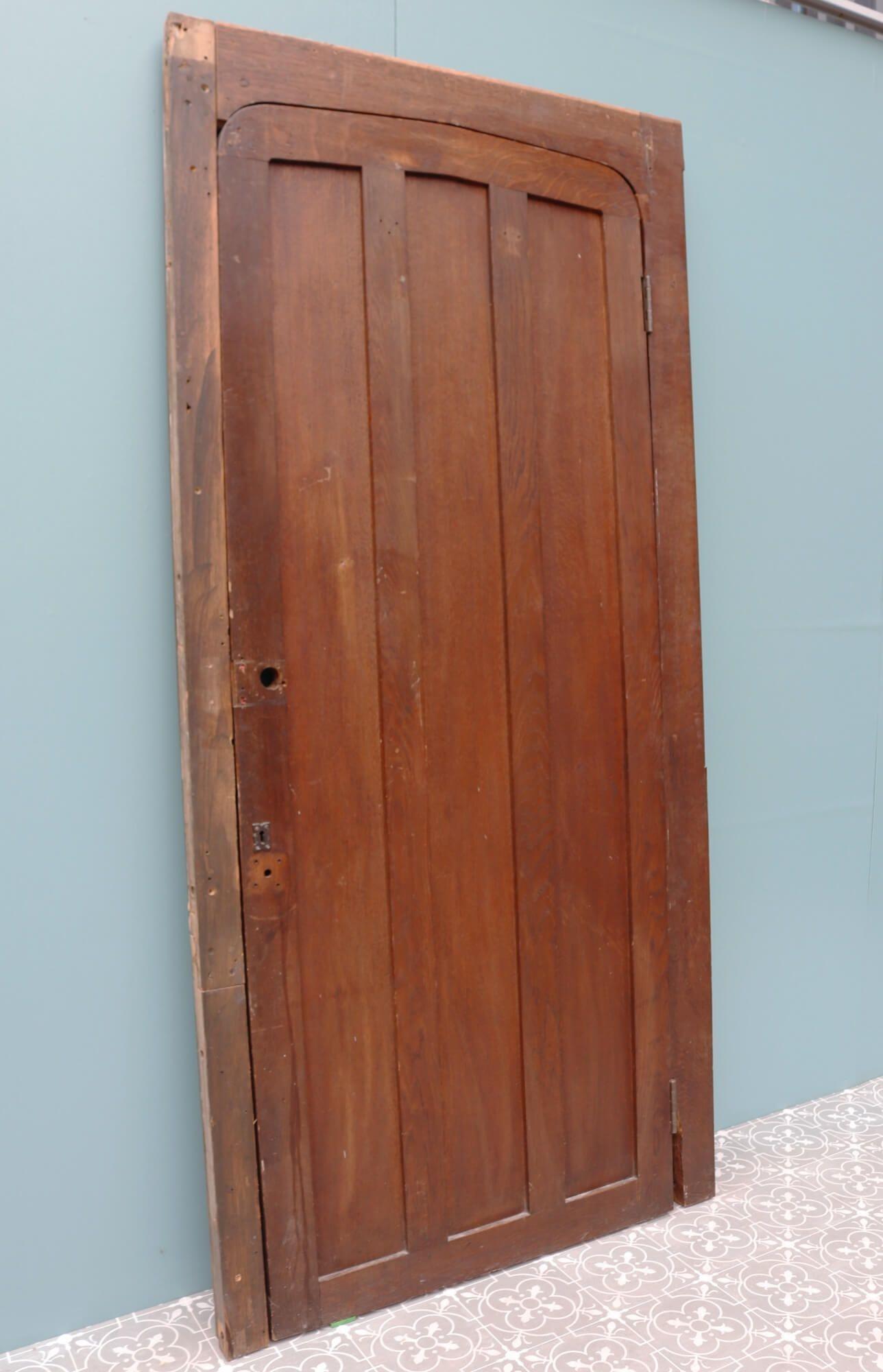 Wood Antique Edwardian Oak Door with Frame For Sale