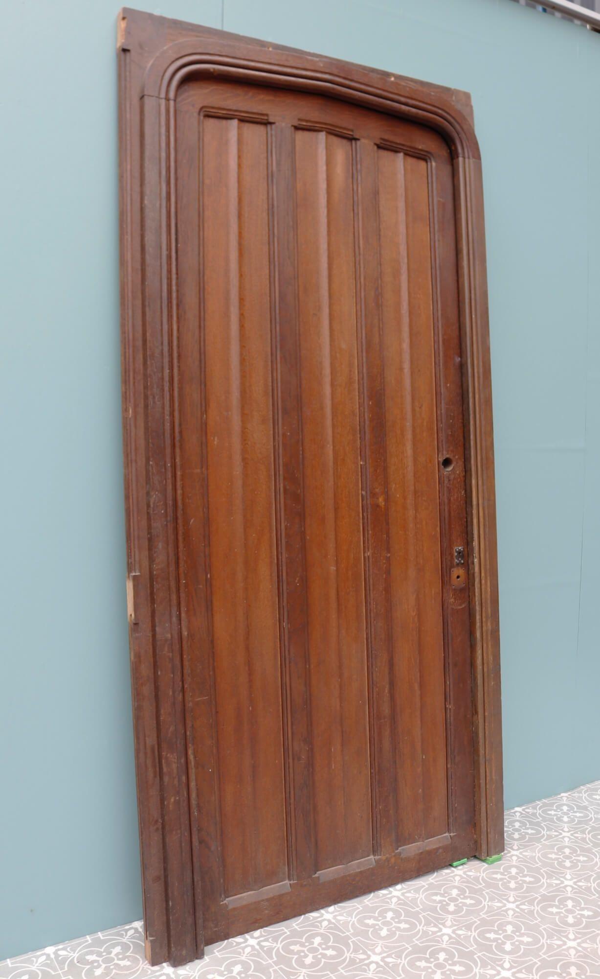 Wood Antique Edwardian Oak Door with Frame For Sale