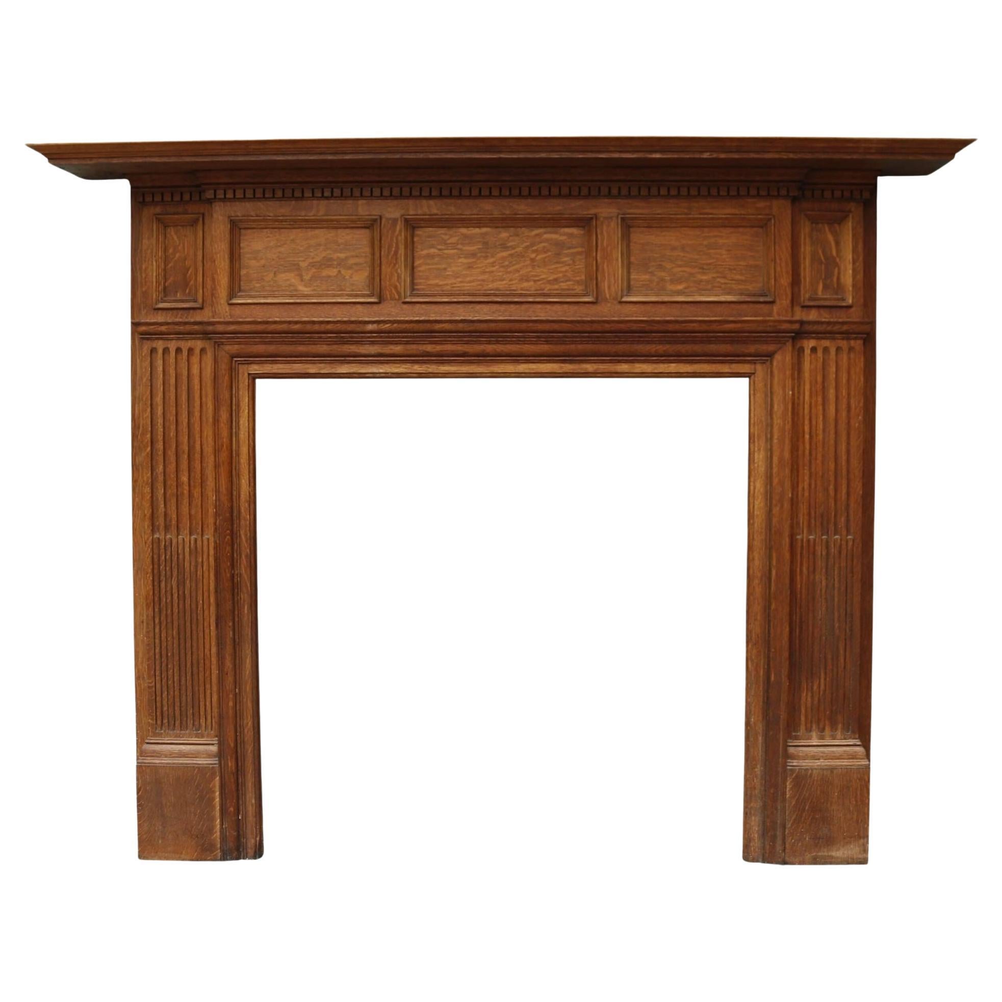 Antique Edwardian Oak Fire Mantel