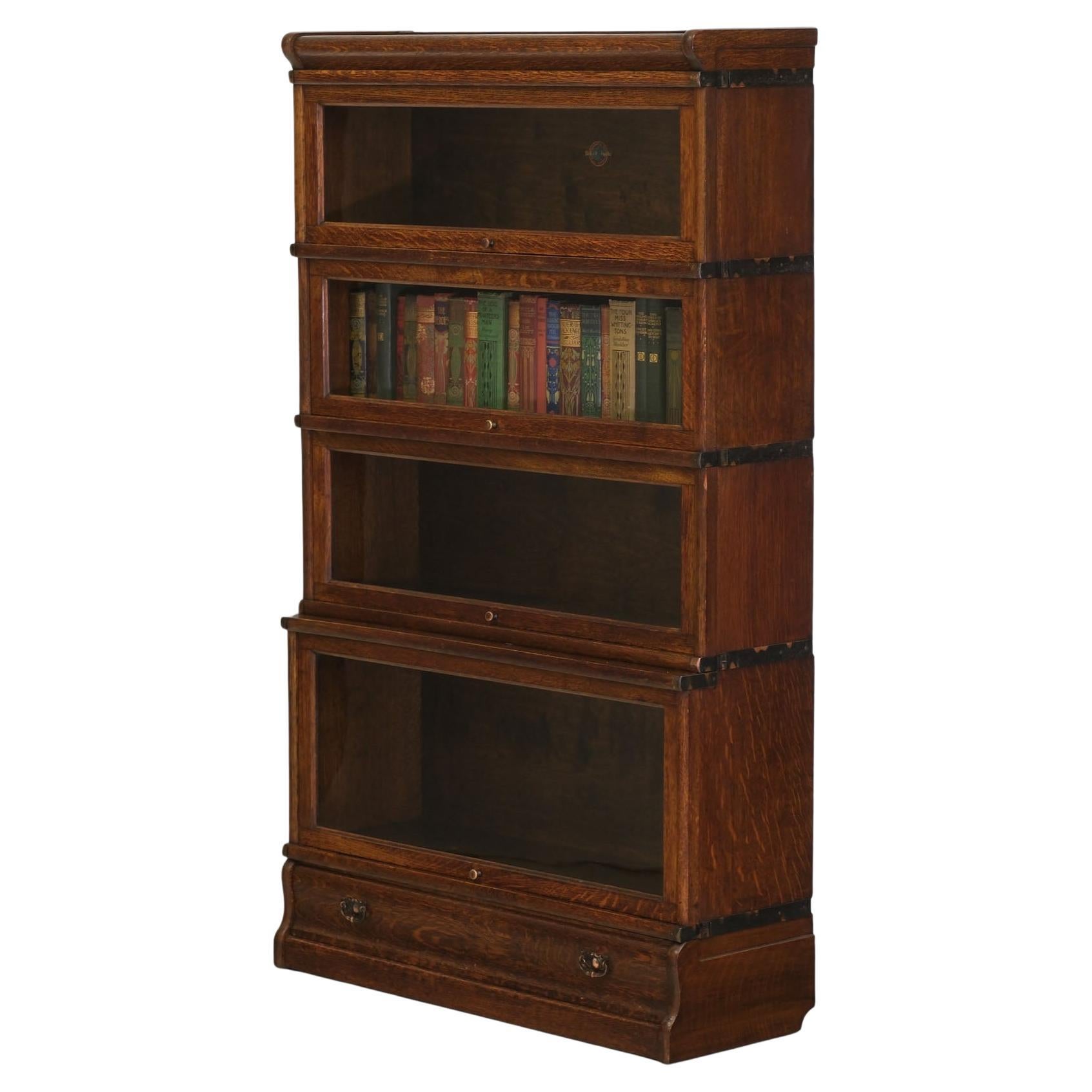 Antique Edwardian Oak Five Section Globe Wernicke Bookcase Circa 1900