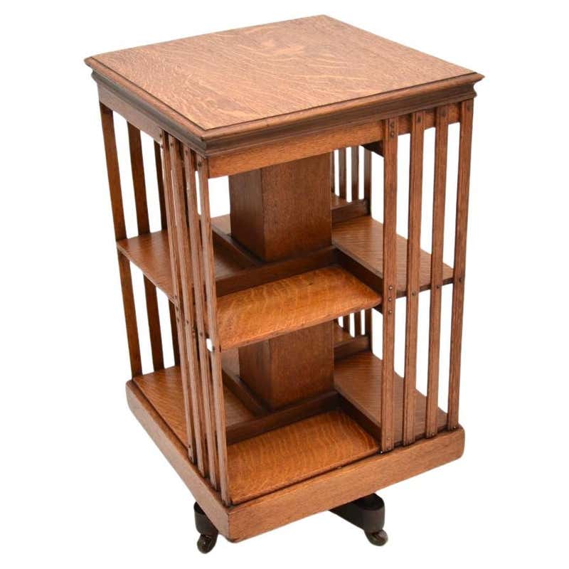 Revolving Library Rack Edwardian Revolving Two Tier Oak Library Bookcase With Porcelain ...