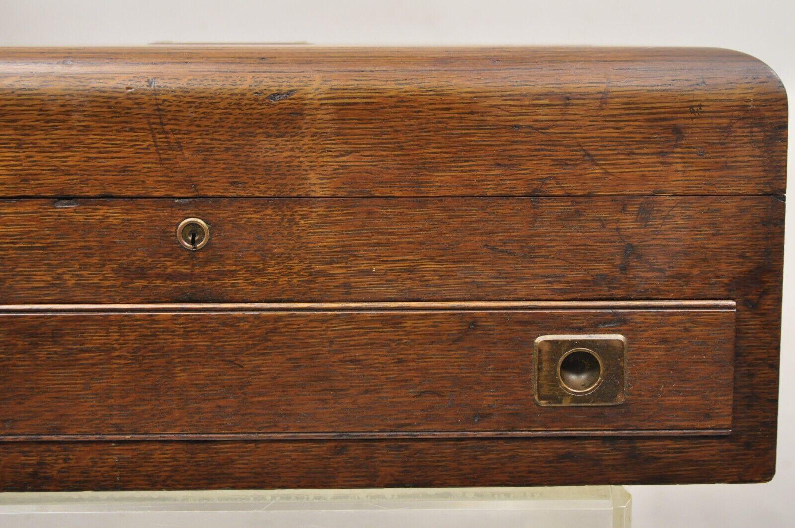 Antique Edwardian Oak Wood Large Silverware Flatware Chest with Drawer 4