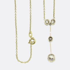 Antique Edwardian Old Cut Diamond Drop Necklace