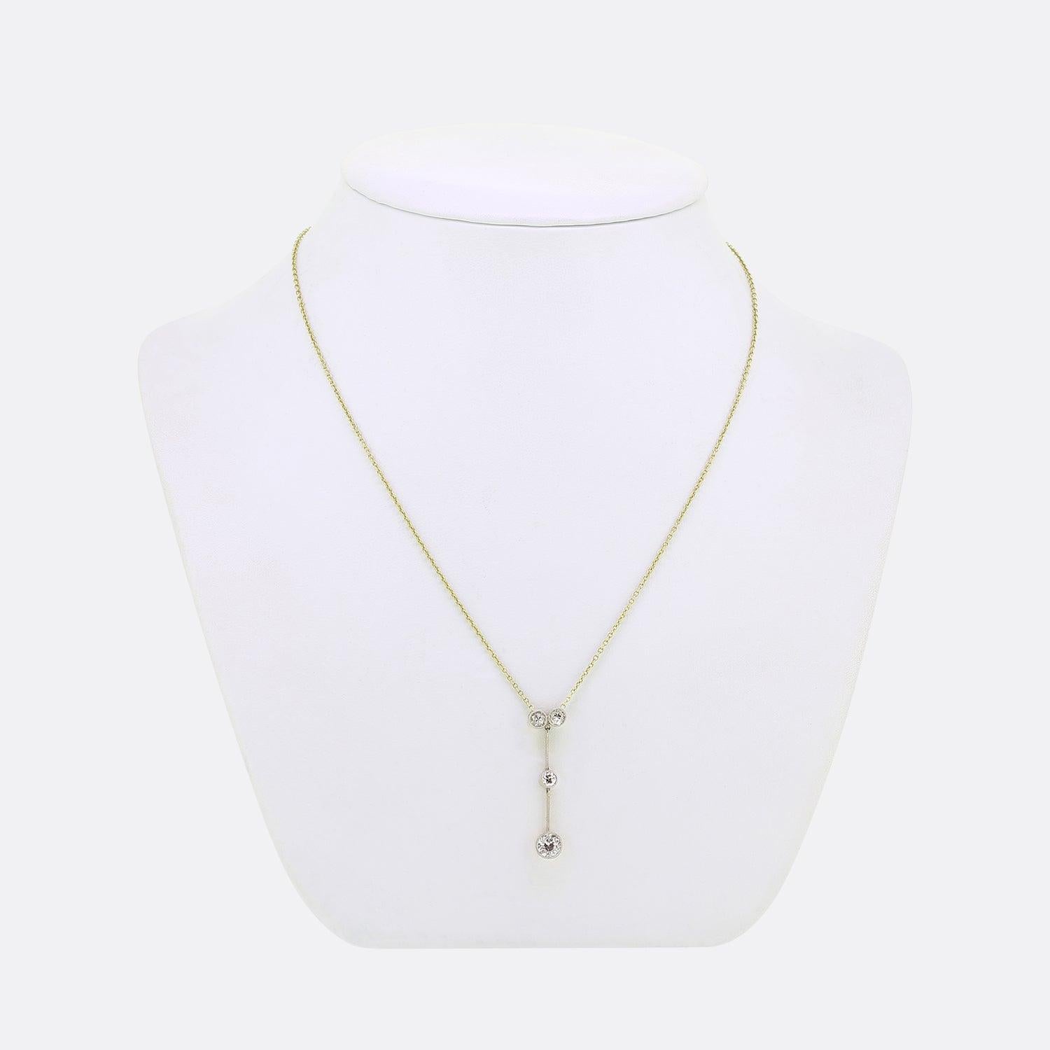 Édouardien Collier goutte édouardien ancien en diamants taille ancienne en vente