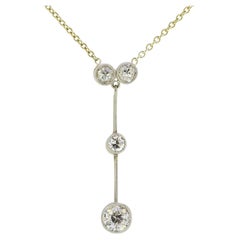 Antique Edwardian Old Cut Diamond Drop Necklace