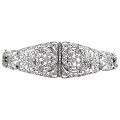 Antique Edwardian Old Cut Diamond Platinum Bracelet, circa 1900