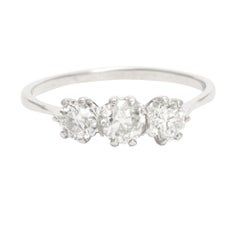 Antique Edwardian Old Cut Diamond Trilogy Engagement Ring