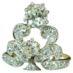 Antique Edwardian Old European Cushion Mine cut Diamond Crown Ring 14K Gold