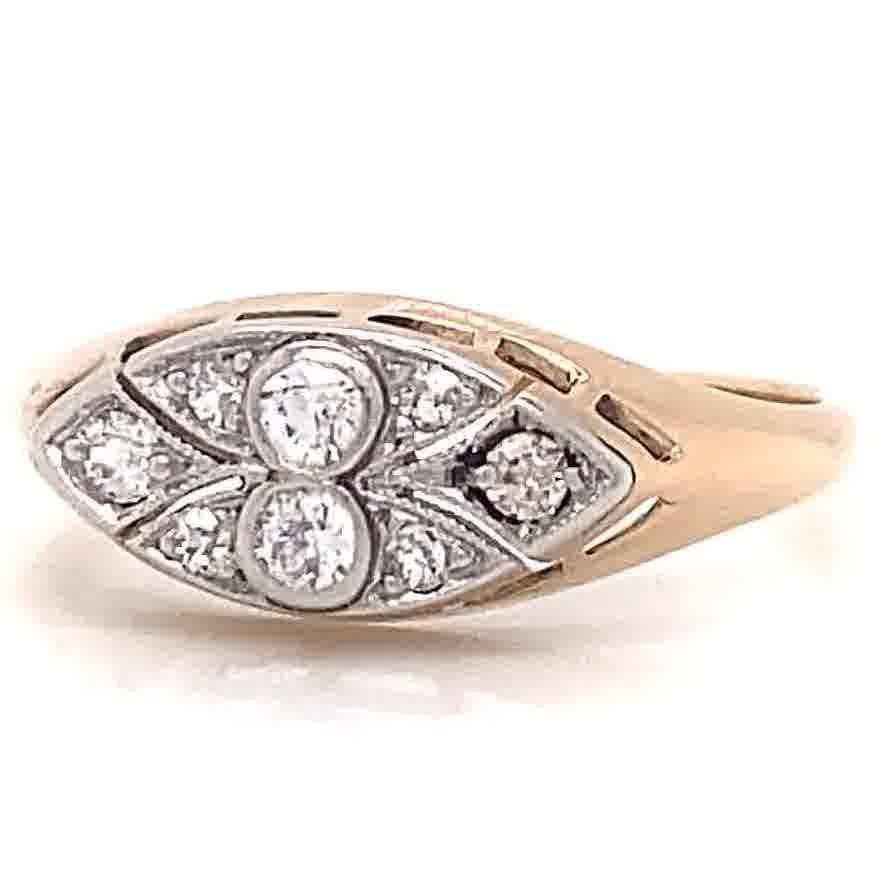 Women's Antique Edwardian Old European Cut Diamond 14 Karat Gold Ring