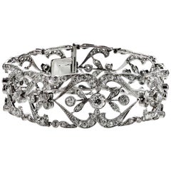 Antique Edwardian Old European Cut Diamond Bracelet in Platinum