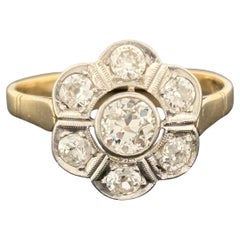 Antique Edwardian Old European Cut Diamond Cluster Ring ~1.00ctw