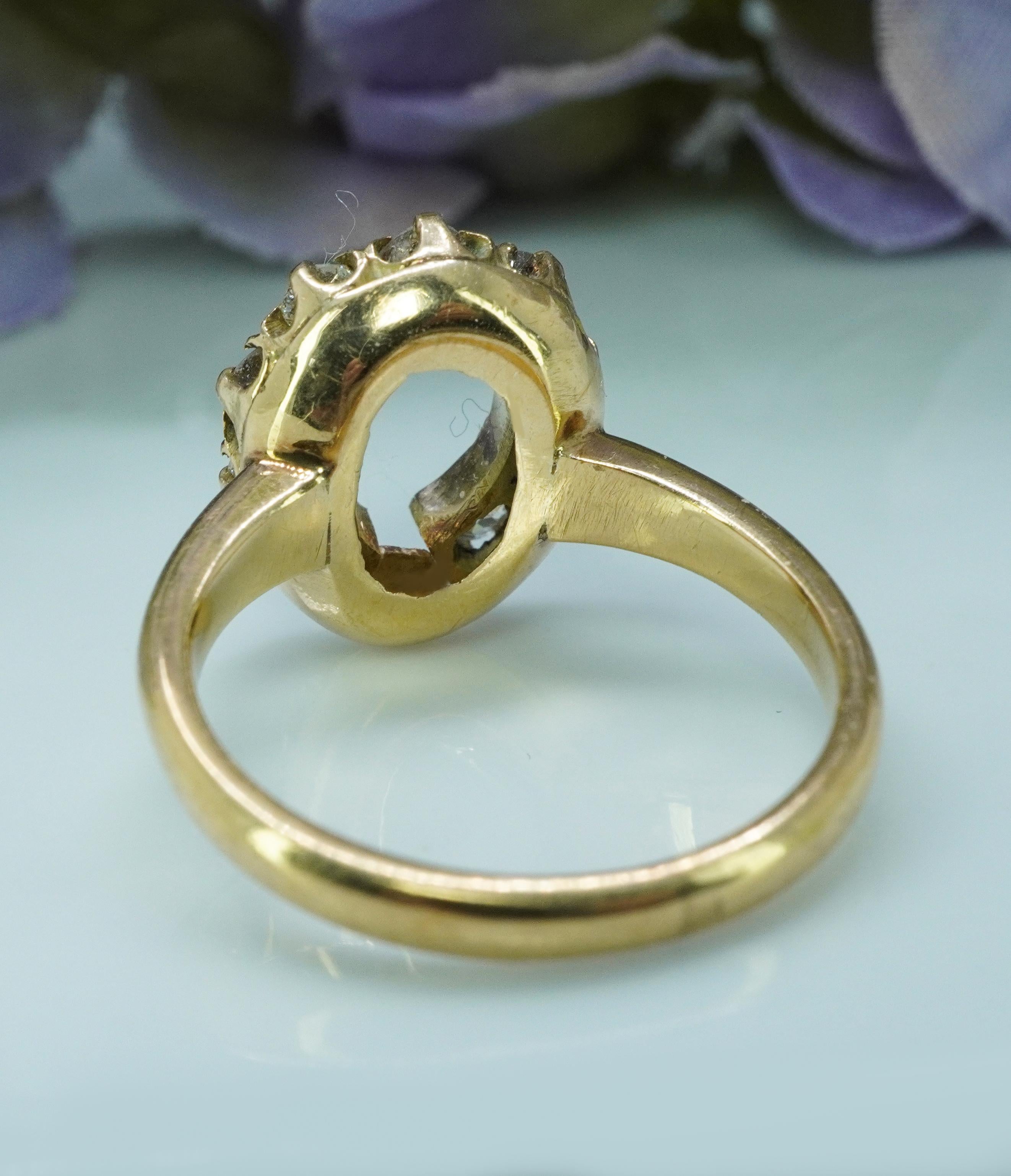 Antiker edwardianischer Hufeisenring aus 14 Karat Gold mit altem europäischem Diamanten, Statement-Nachlass Damen im Angebot
