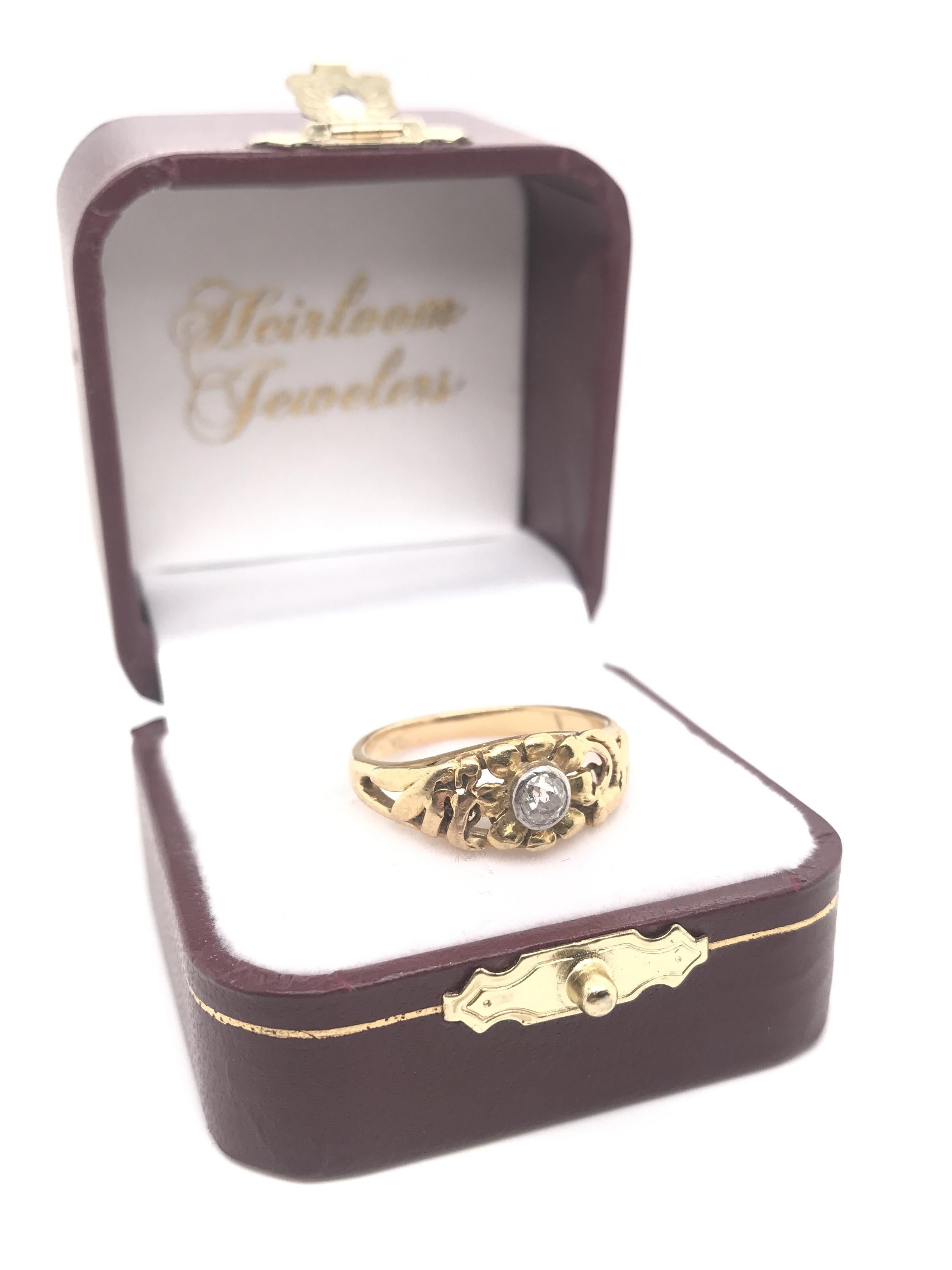 Antique Edwardian Old Mine Cut Diamond Filigree Ring 6