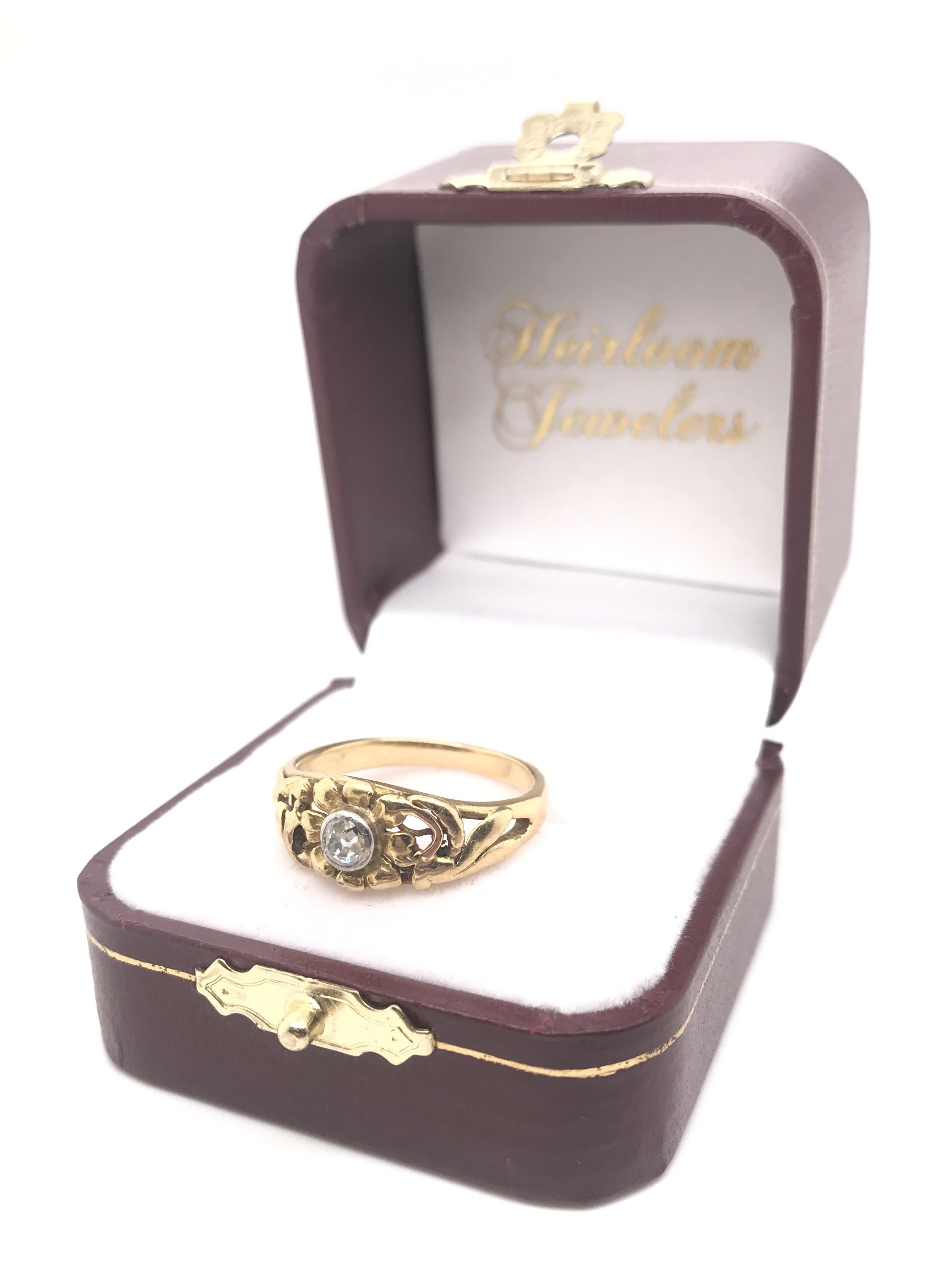 Antique Edwardian Old Mine Cut Diamond Filigree Ring 7