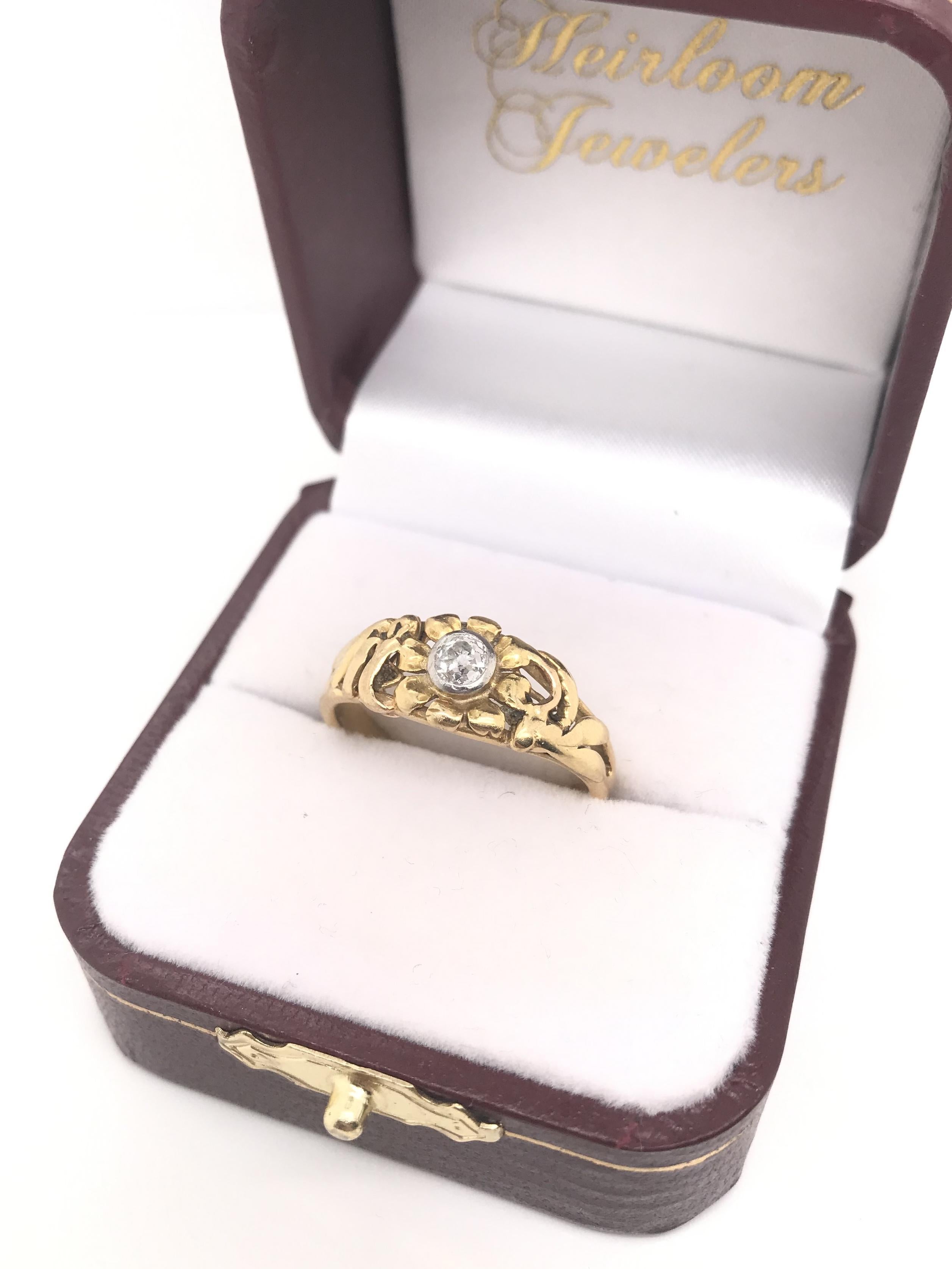 Antique Edwardian Old Mine Cut Diamond Filigree Ring 8
