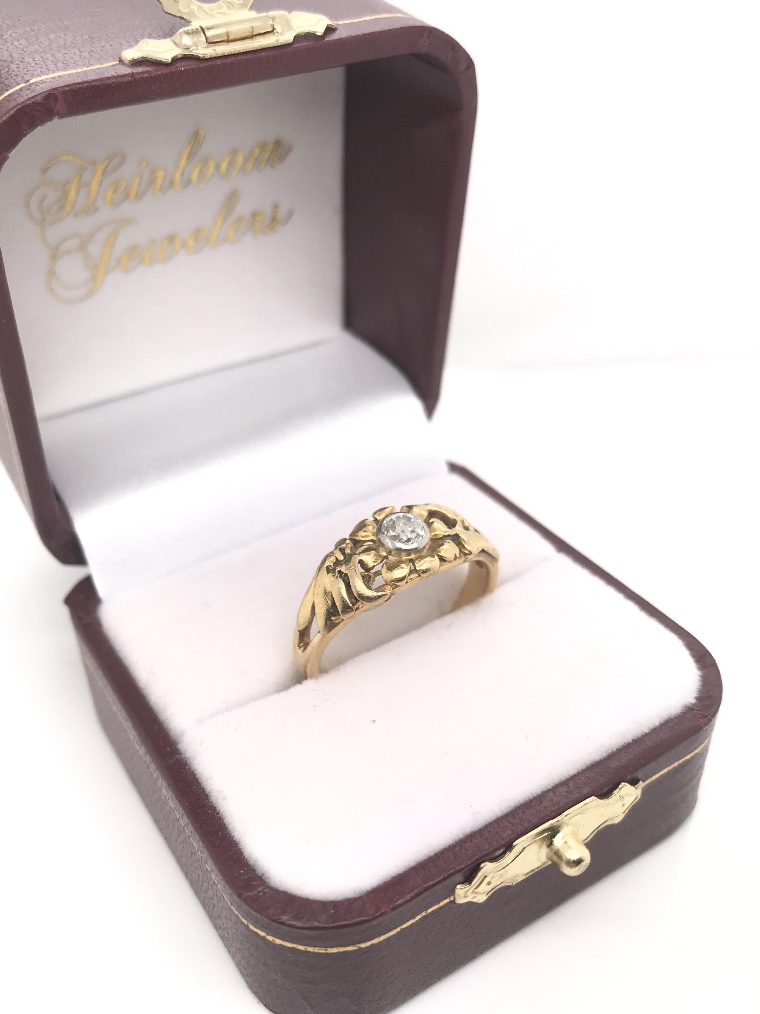 Antique Edwardian Old Mine Cut Diamond Filigree Ring 9