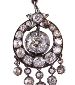 Antique Edwardian Old Mine Diamond Silver Gold Chandelier Earrings