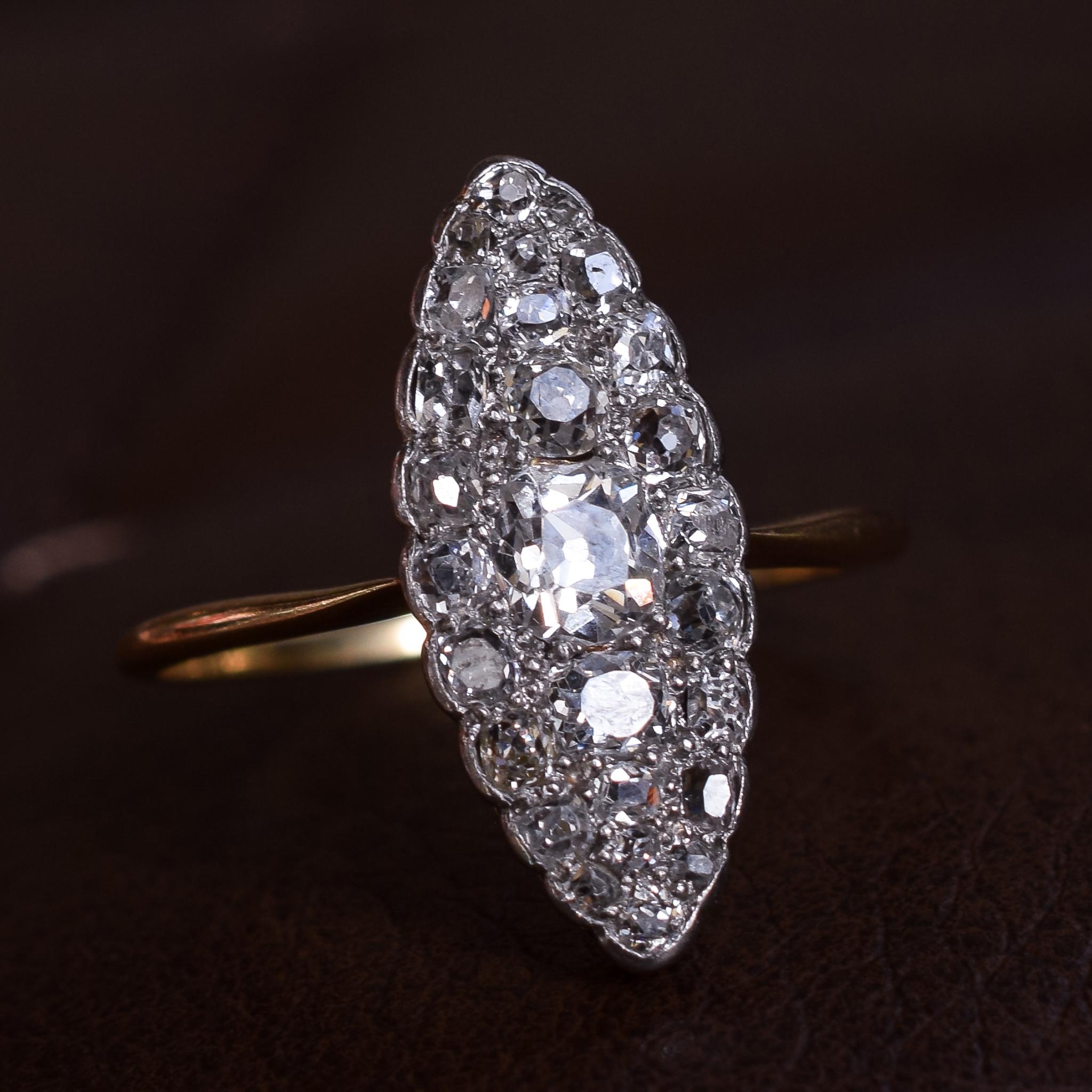 Antique Edwardian OMC Diamond Marquise Ring 1