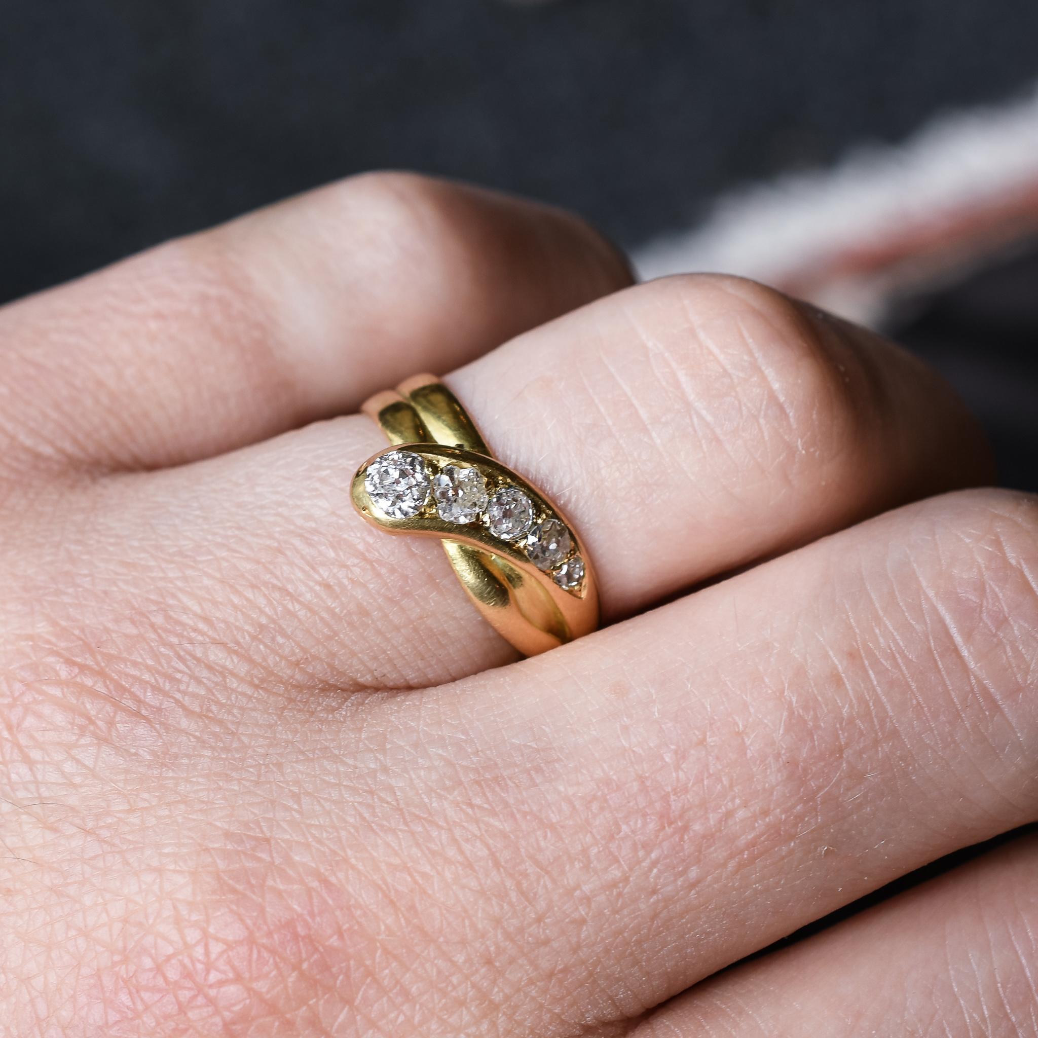 Women's or Men's Antique Edwardian OMC Diamond Serpent Ring For Sale