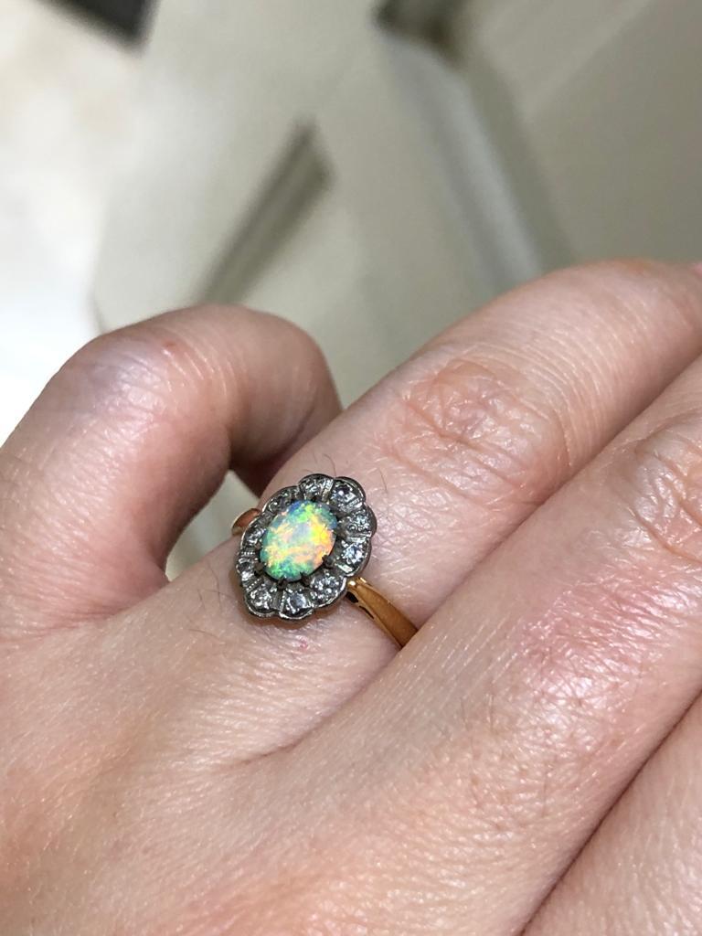 opal and diamond ring vintage