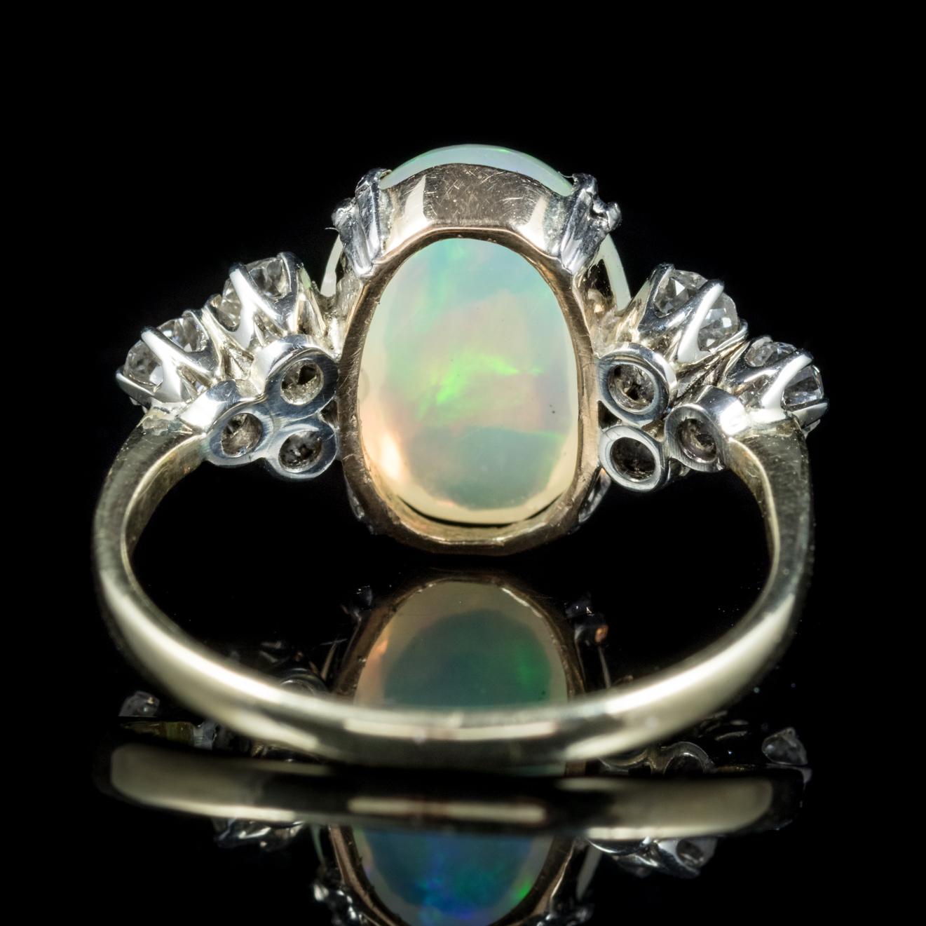 Antique Edwardian Opal Diamond Ring 18 Carat Gold, circa 1910 In Excellent Condition For Sale In Lancaster, Lancashire