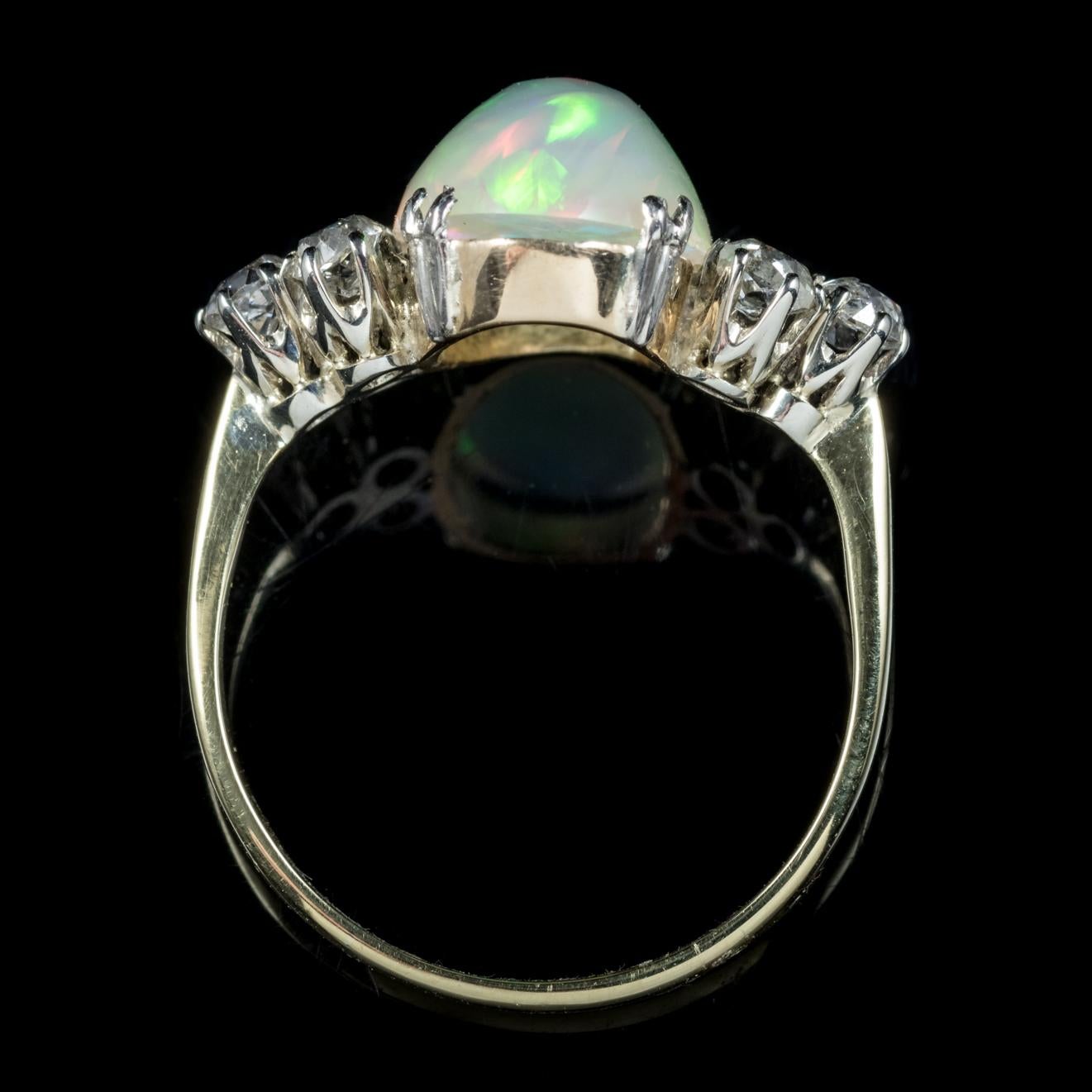 Antique Edwardian Opal Diamond Ring 18 Carat Gold, circa 1910 For Sale 1