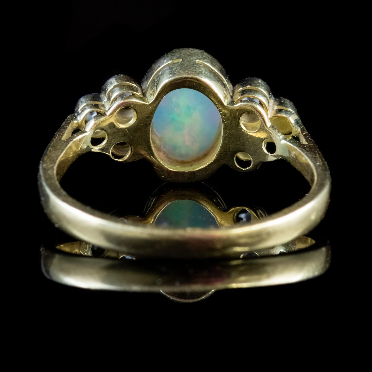 Antique Edwardian Opal Diamond Ring 18 Carat Gold, circa 1905 In Good Condition In Lancaster, Lancashire
