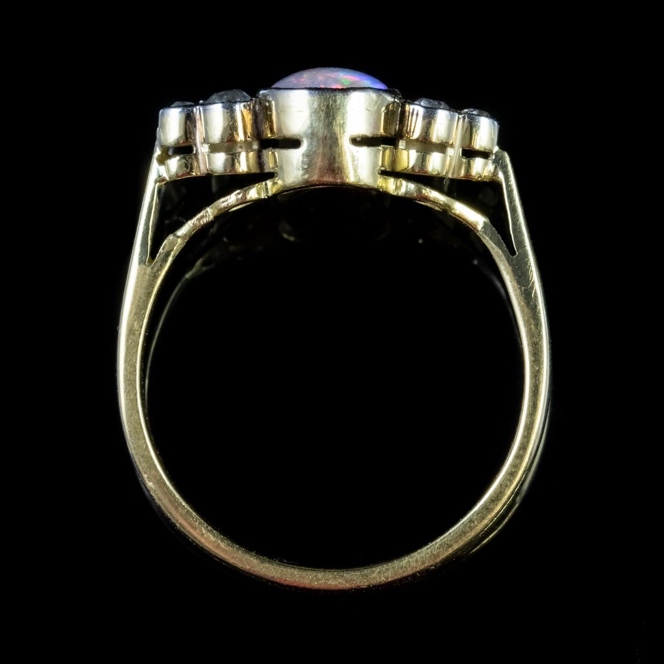 Women's Antique Edwardian Opal Diamond Ring 18 Carat Gold, circa 1905