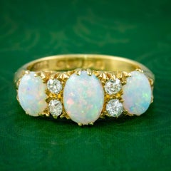 Antique Edwardian Opal Diamond Ring 2.4 Carat Opal Dated 1906