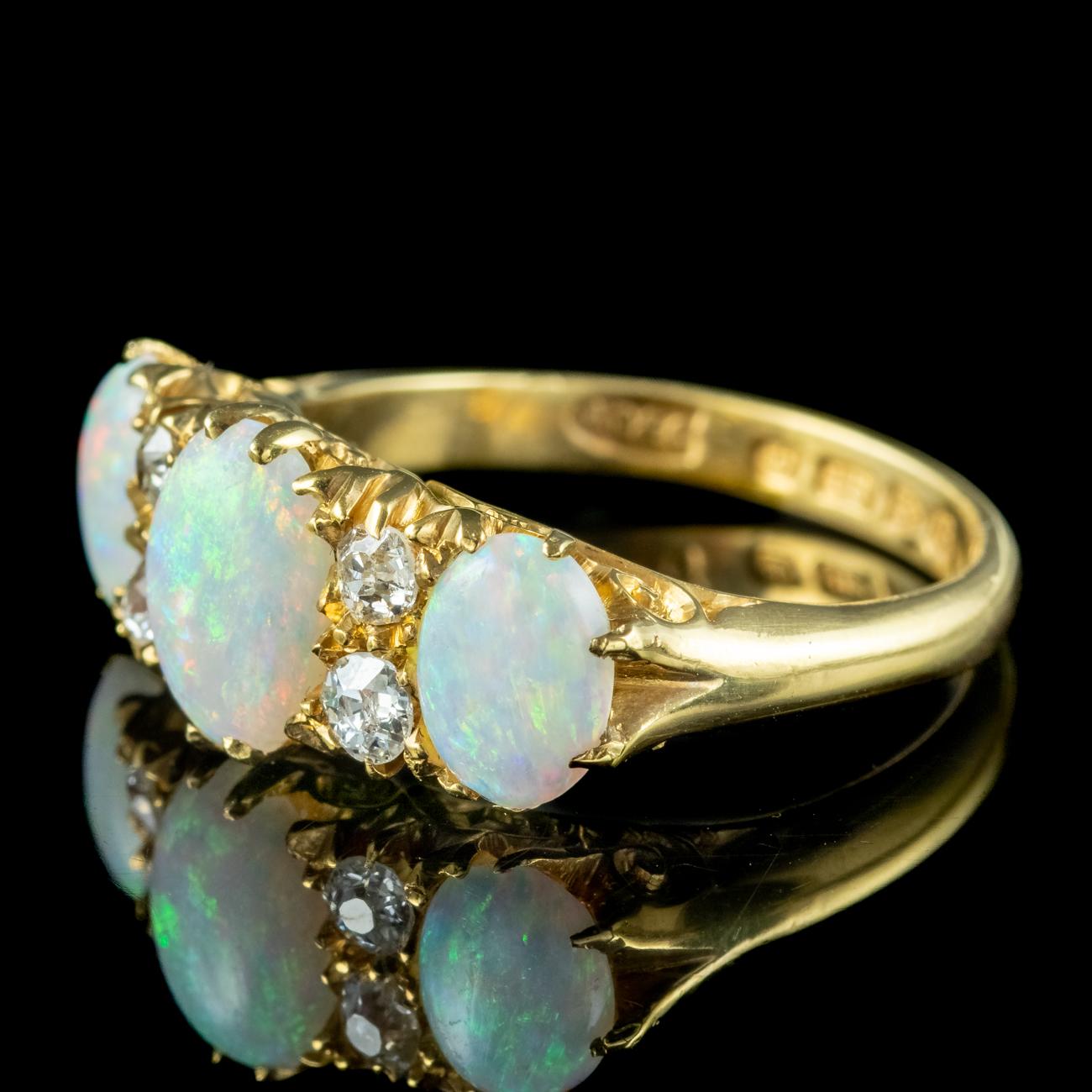 edwardian opal and diamond ring
