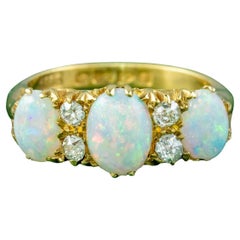 Antique Edwardian Opal Diamond Ring 2.4 Carat Opal Dated 1906