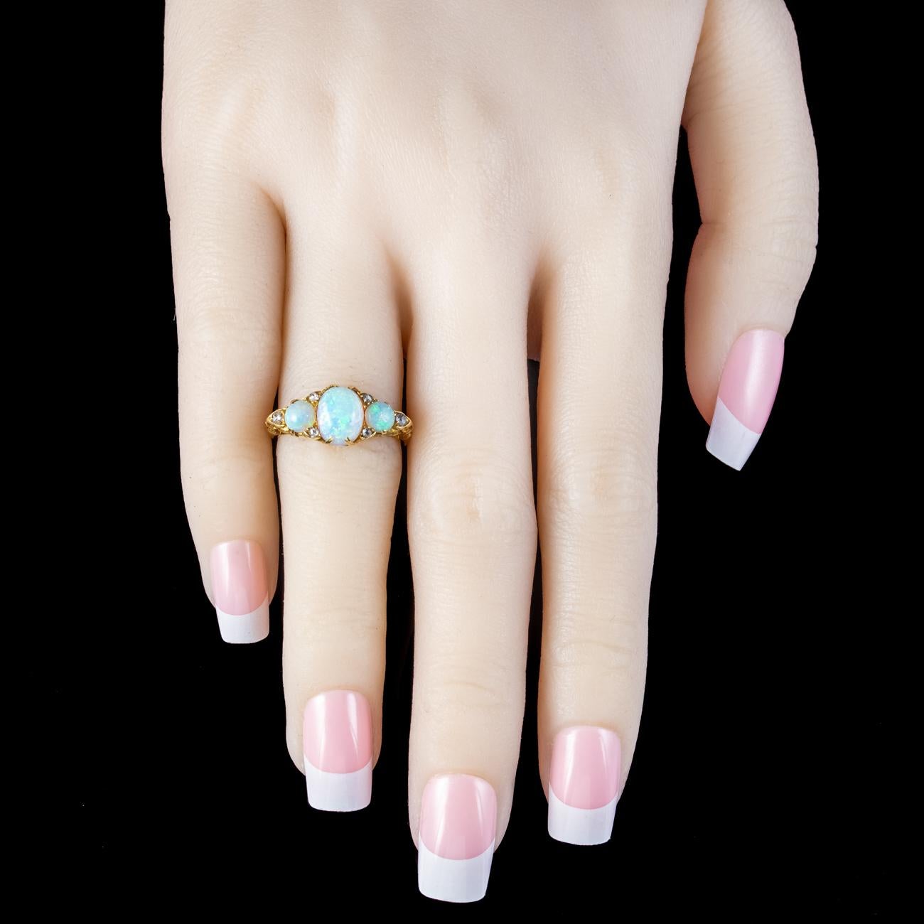 Women's Antique Edwardian Opal Diamond Ring 2.5ct of Opal For Sale