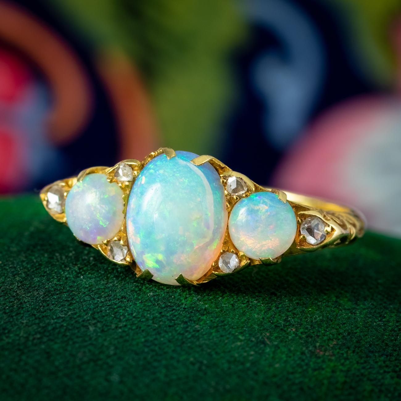 Antique Edwardian Opal Diamond Ring 2.5ct of Opal For Sale 1
