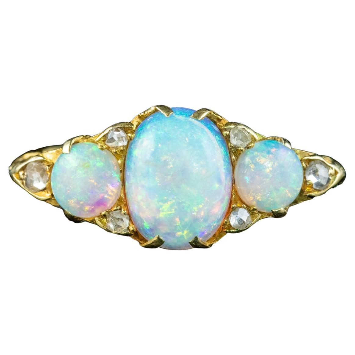 Antiker edwardianischer Opal-Diamantring 2,5 Karat Opal