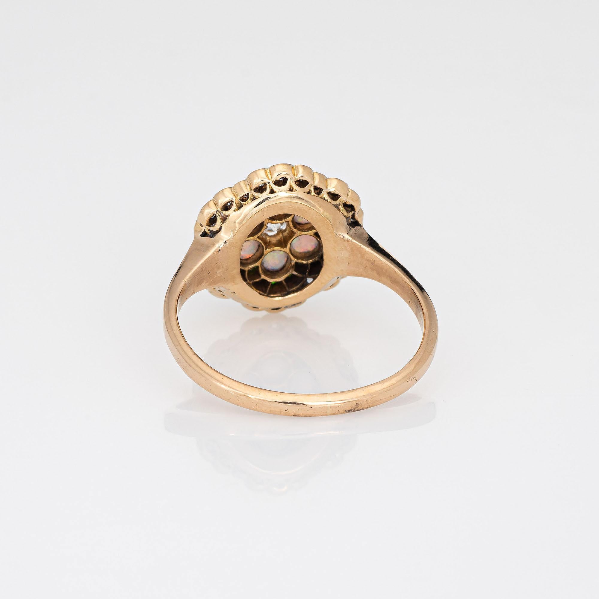 Women's Antique Edwardian Opal Diamond Ring Demantoid Garnet 18k Yellow Gold Jewelry
