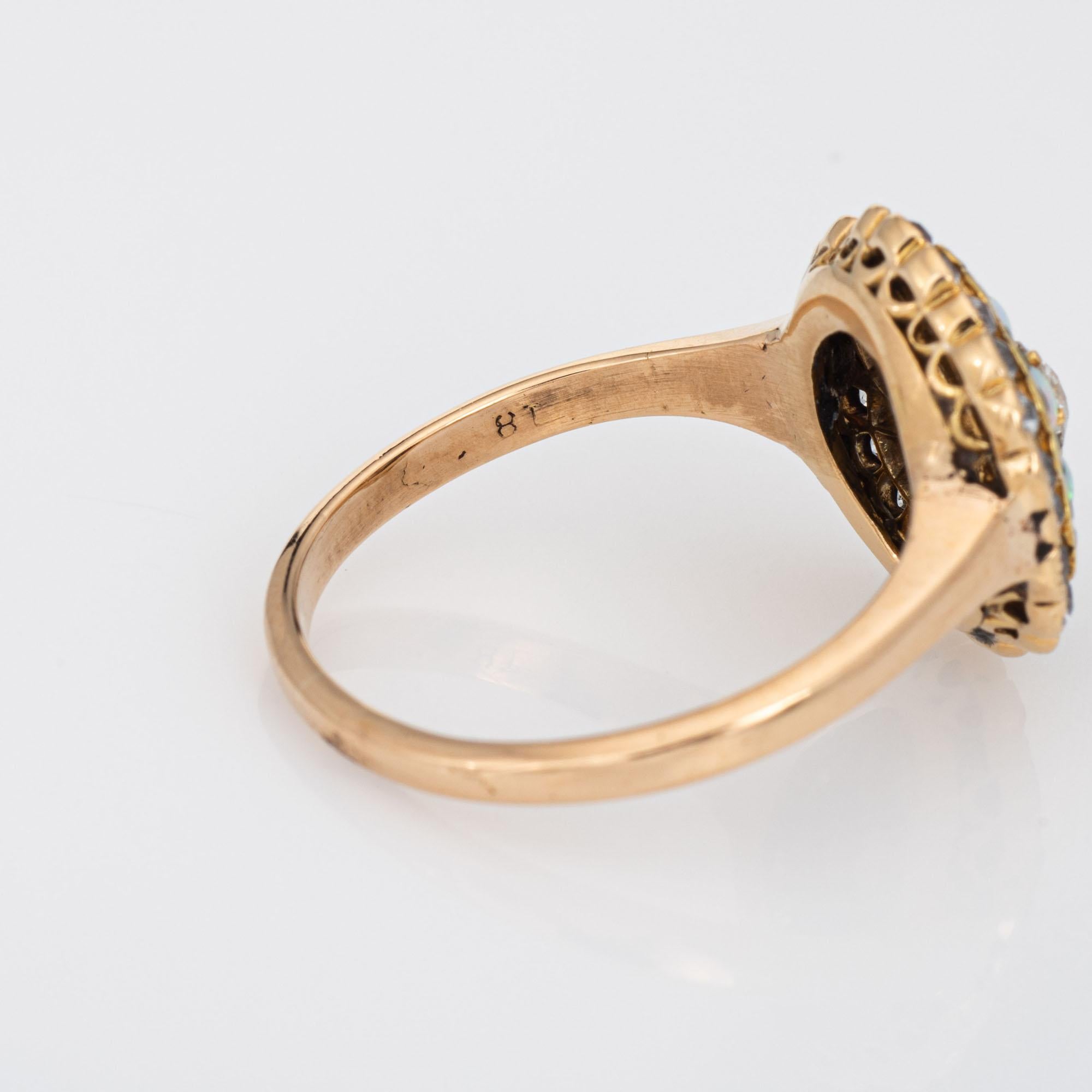 Antique Edwardian Opal Diamond Ring Demantoid Garnet 18k Yellow Gold Jewelry 2