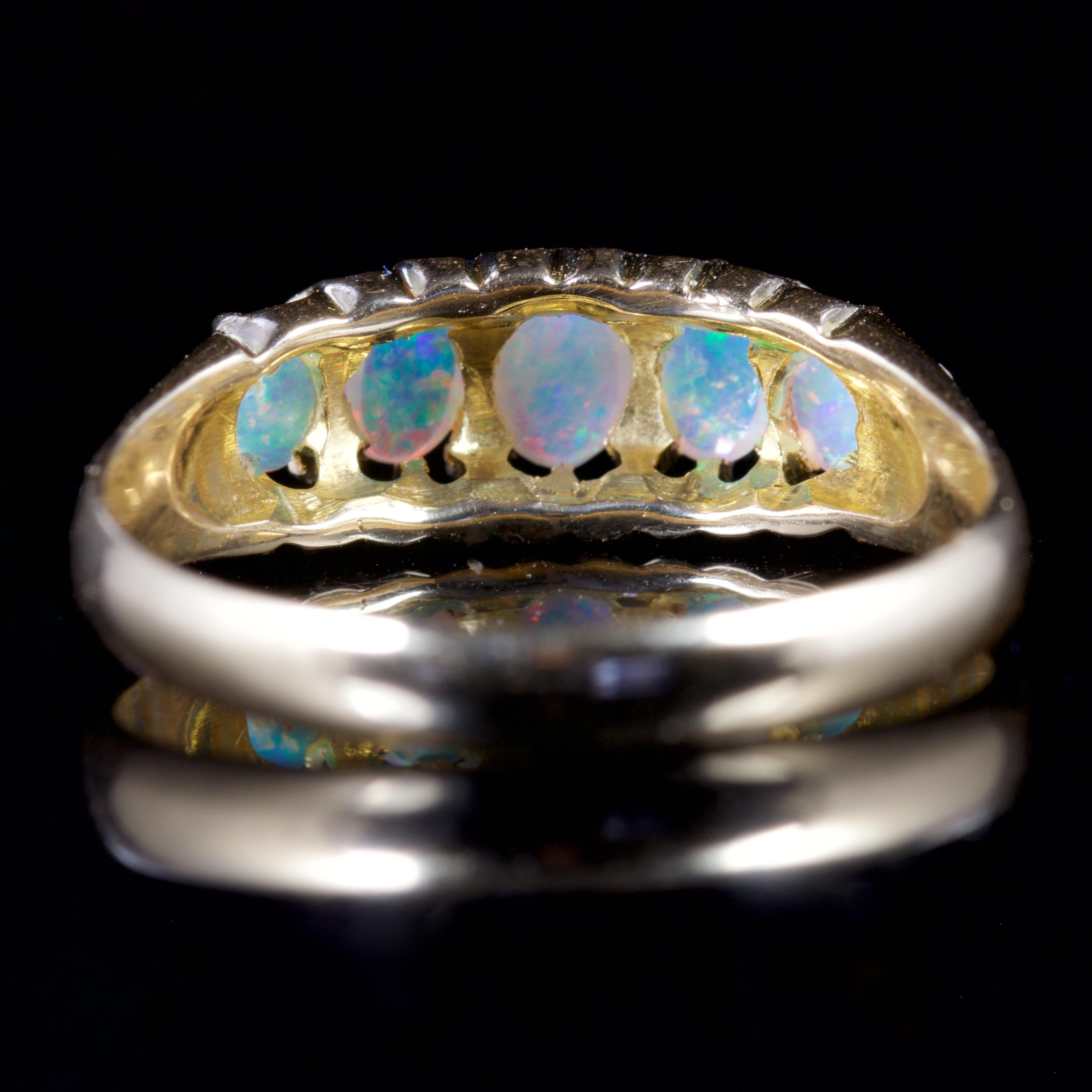 Women's Antique Edwardian Opal Five-Stone Ring 18 Carat Dated 1907