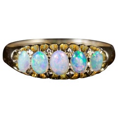 Antique Edwardian Opal Five-Stone Ring 18 Carat Dated 1907