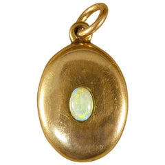 Antique Edwardian Opal Set 9 Carat Gold Pendant Locket