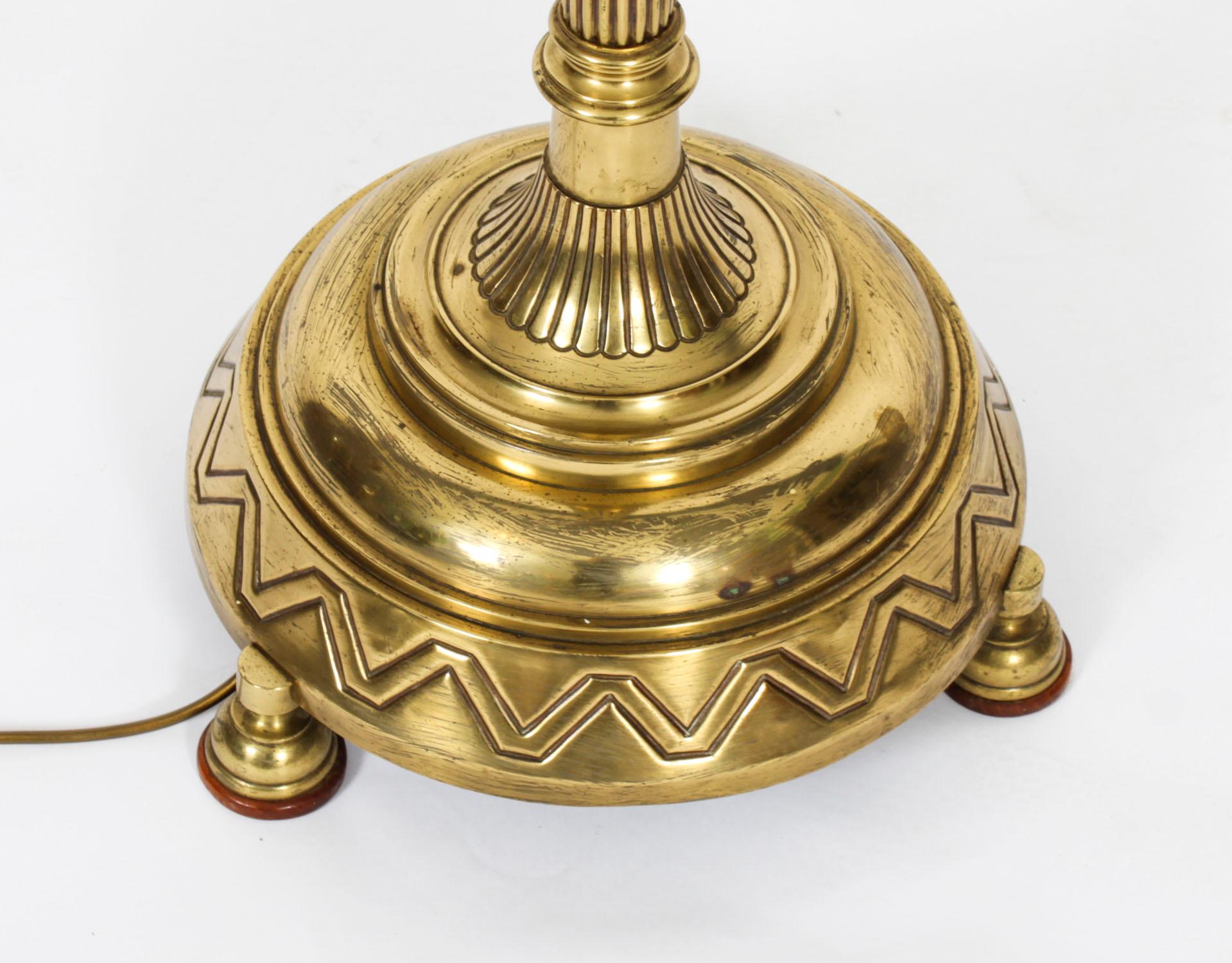 Ancienne lampe à huile standard en bronze doré d'époque édouardienne 19ème siècle en vente 1