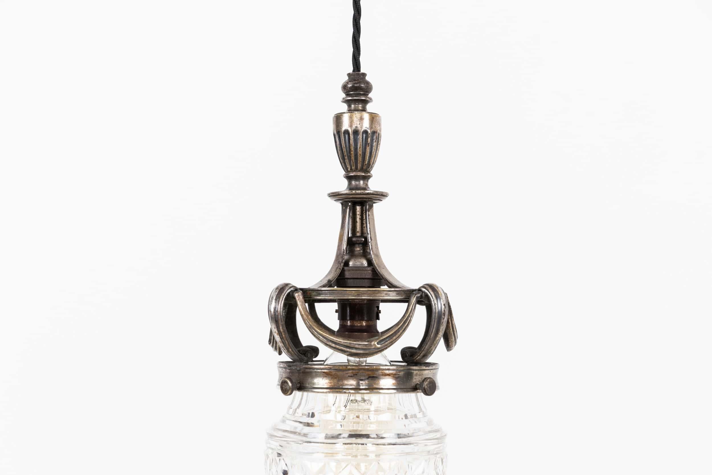 Calco Antica lampada a sospensione ornata F&C Osler a goccia in vetro tagliato, C.C. 1910 in vendita
