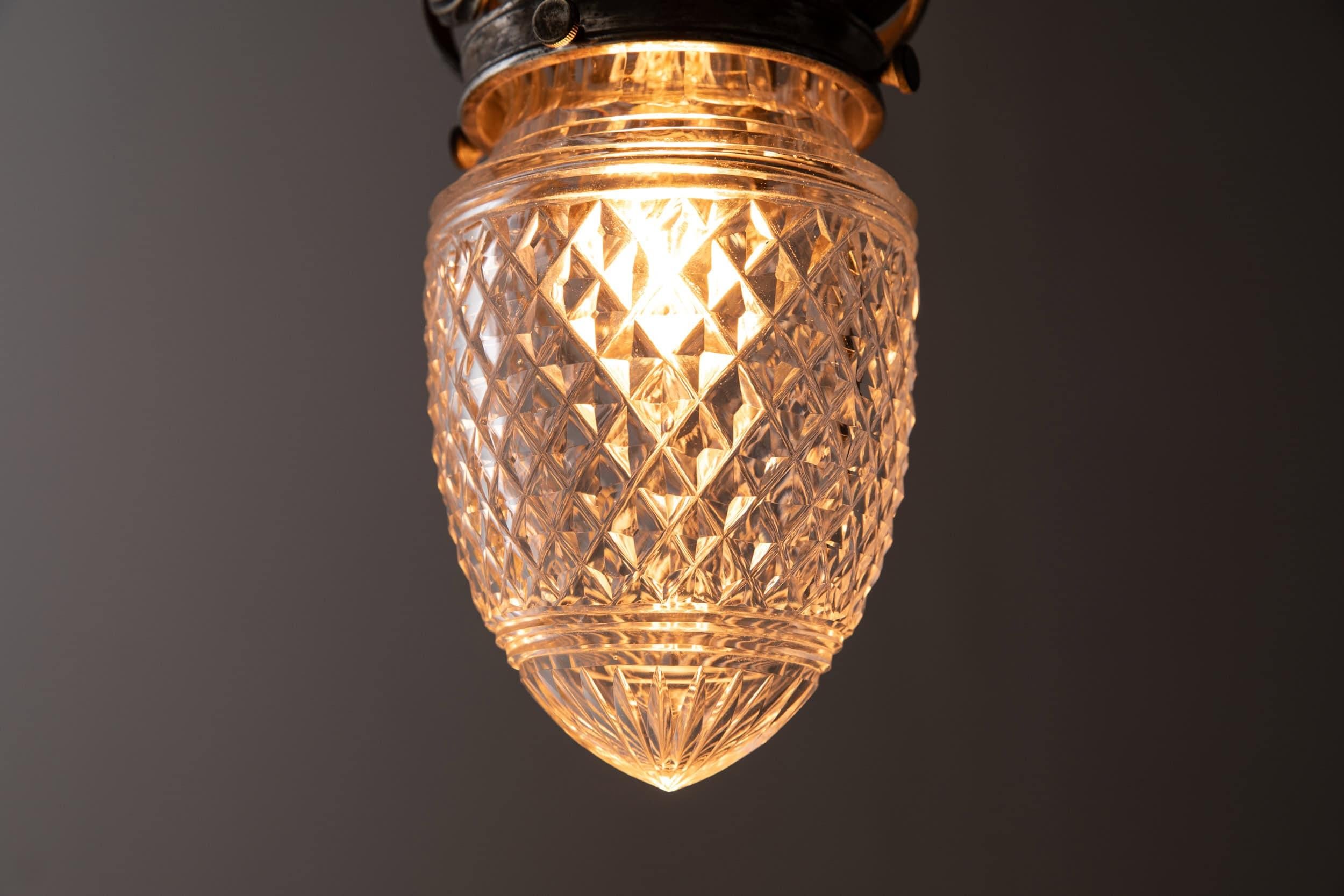 Vetro Antica lampada a sospensione ornata F&C Osler a goccia in vetro tagliato, C.C. 1910 in vendita