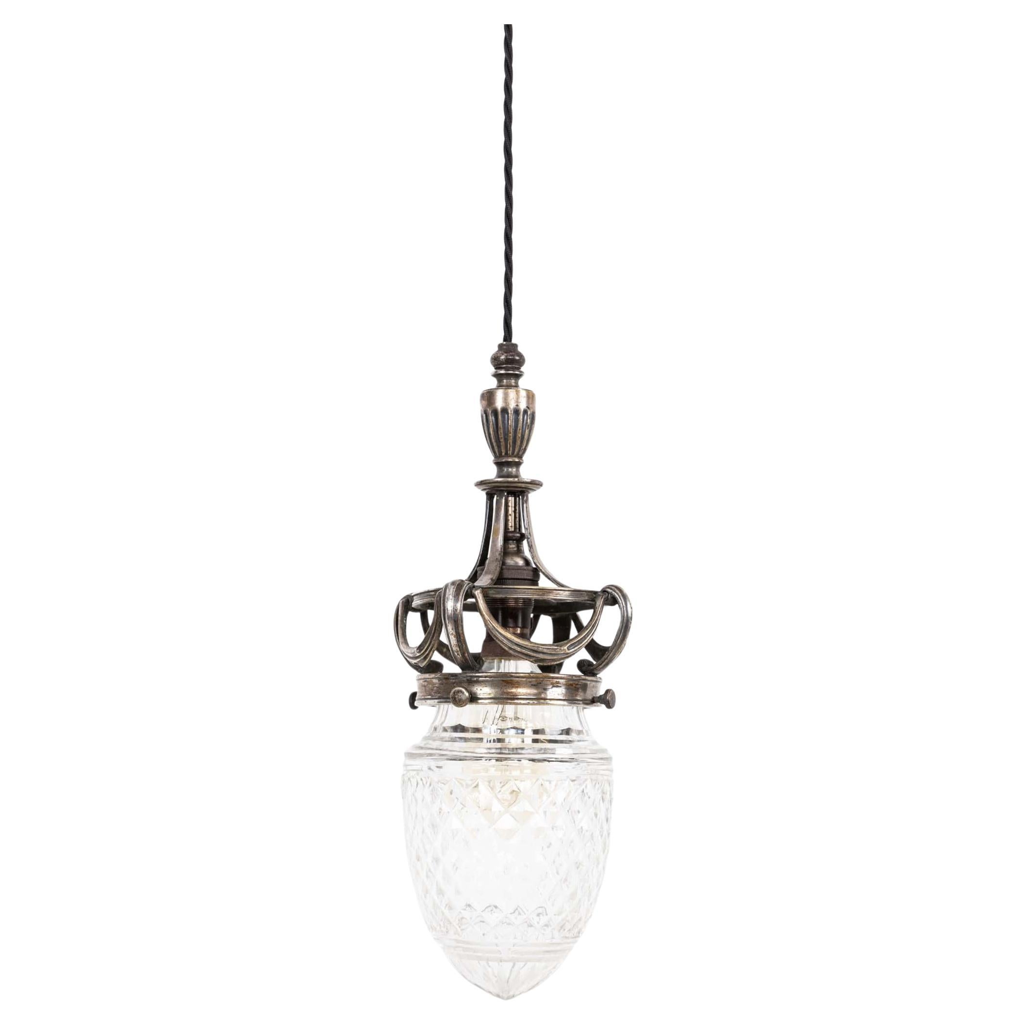 Antica lampada a sospensione ornata F&C Osler a goccia in vetro tagliato, C.C. 1910 in vendita